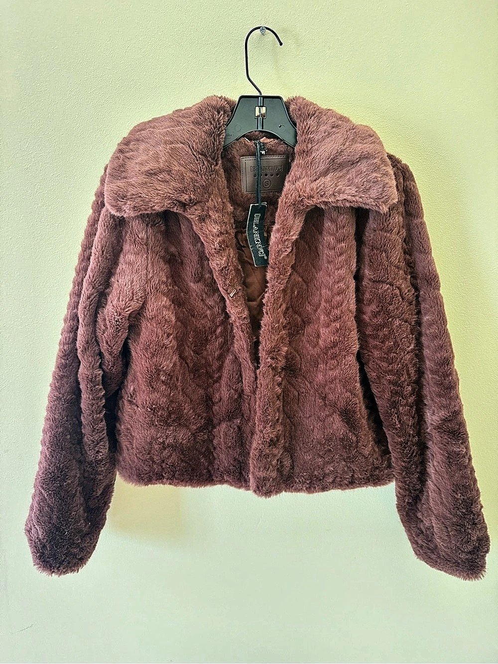 Blank NYC Faux Fur Jacket in Brown Size Small Like New